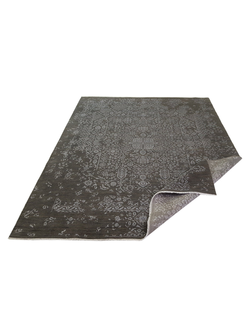 Pacific Erase 40265 Charcoal Silver Modern Hand Knotted Rug