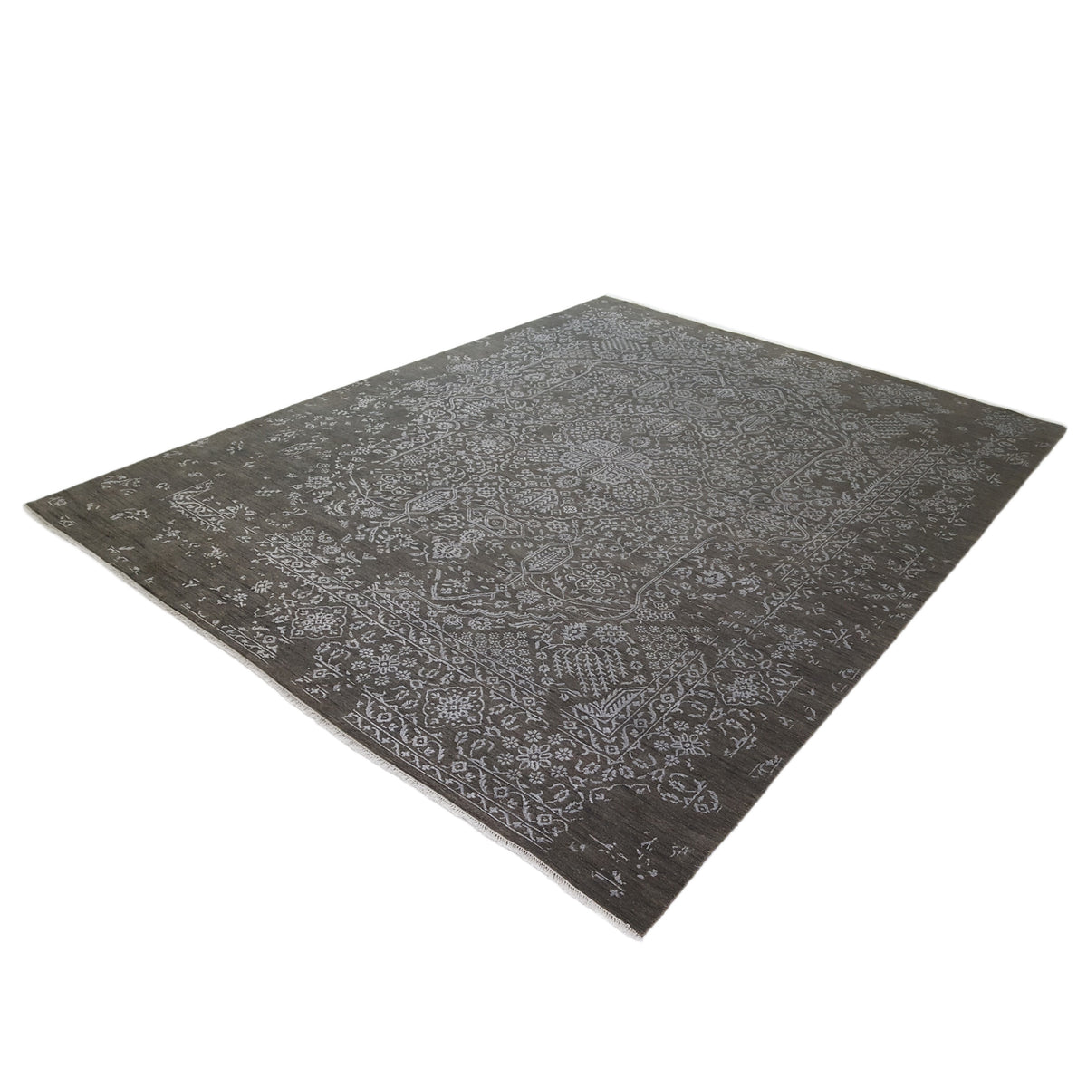 Pacific Erase 40265 Charcoal Silver Modern Hand Knotted Rug
