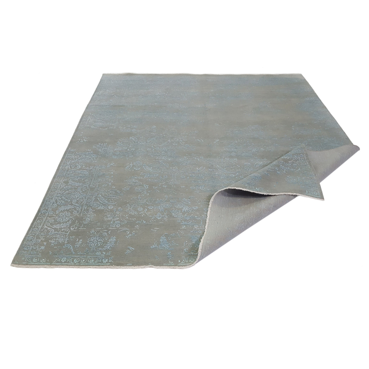Pacific Erase 40273 Sky Blue Modern Hand Knotted Rug