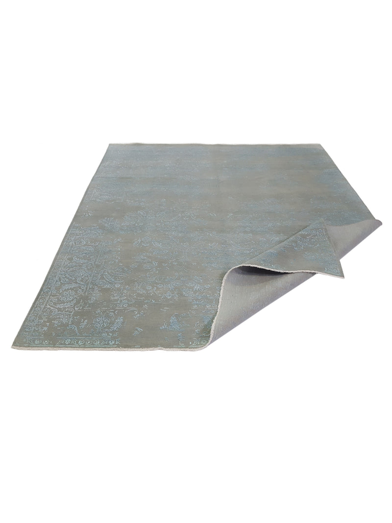 Pacific Erase 40273 Sky Blue Modern Hand Knotted Rug