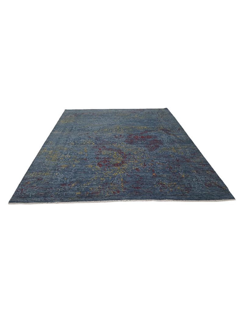 Pacific Erase 40281 Multi Dk.Blue Modern Hand Knotted Rug
