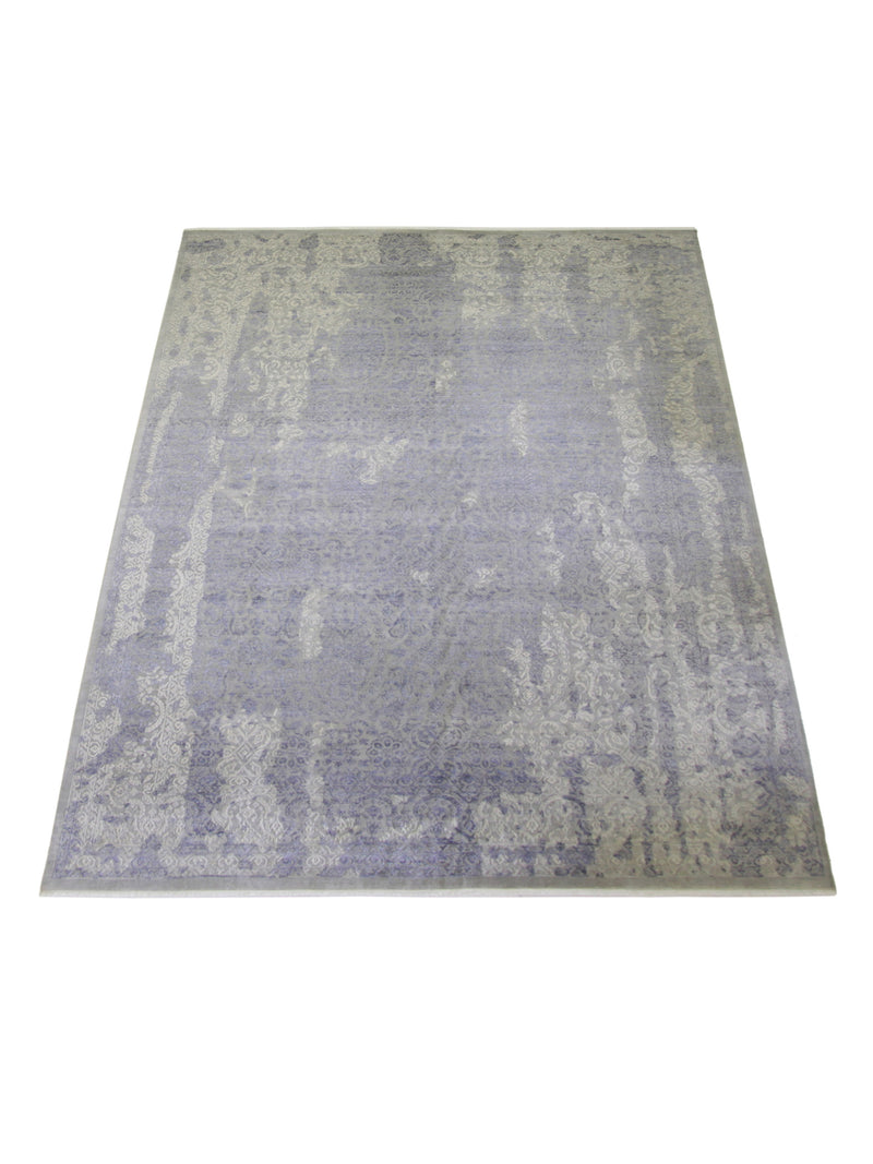 Pacific Erase 40293 Silver Blue Modern Hand Knotted Rug