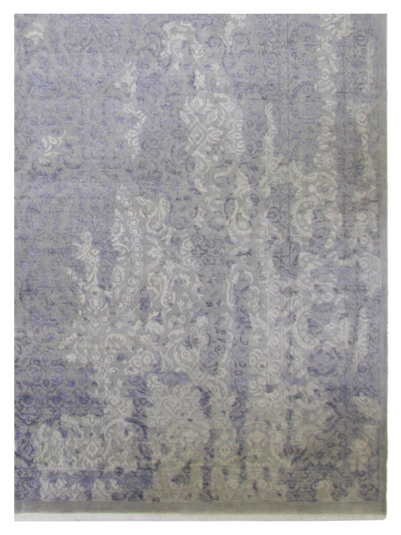 Pacific Erase 40293 Silver Blue Modern Hand Knotted Rug