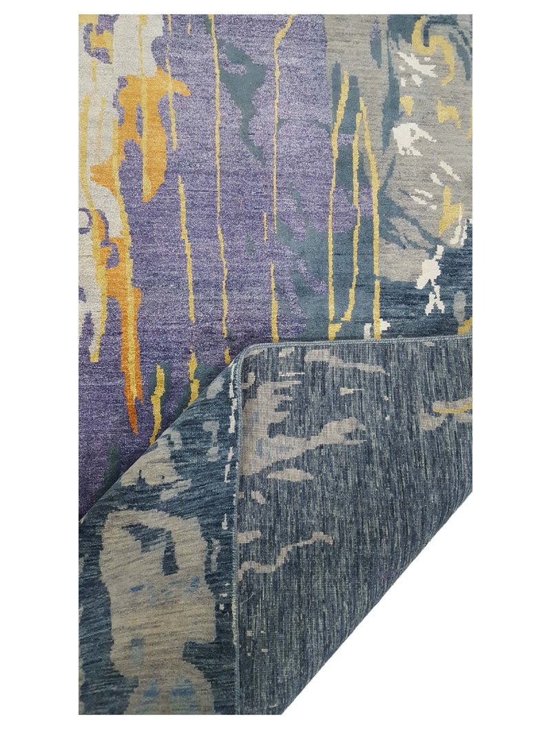 Pacific Erase 40296 Multi Blue Modern Hand Knotted Rug