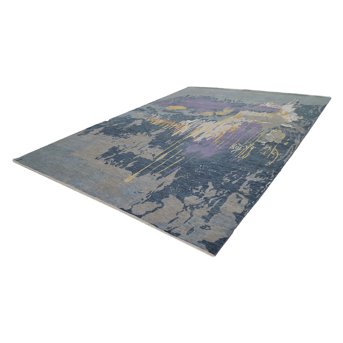 Pacific Erase 40296 Multi Blue Modern Hand Knotted Rug