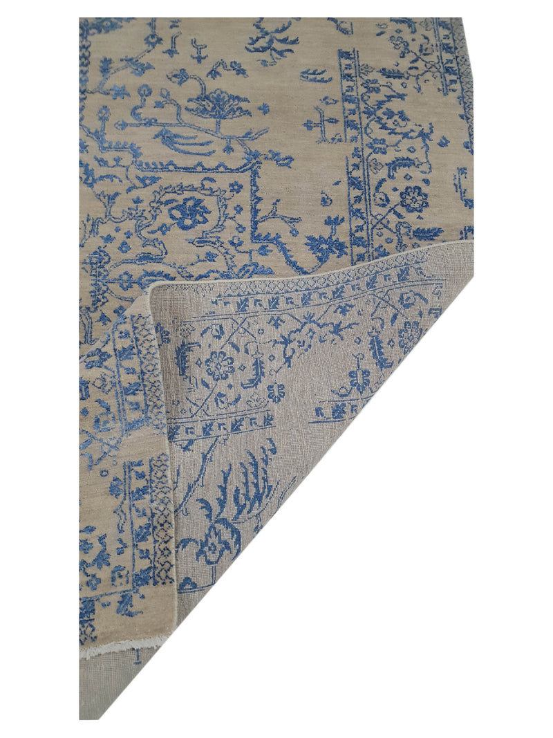 Pacific Erase 40302 Beige Blue Modern Hand Knotted Rug