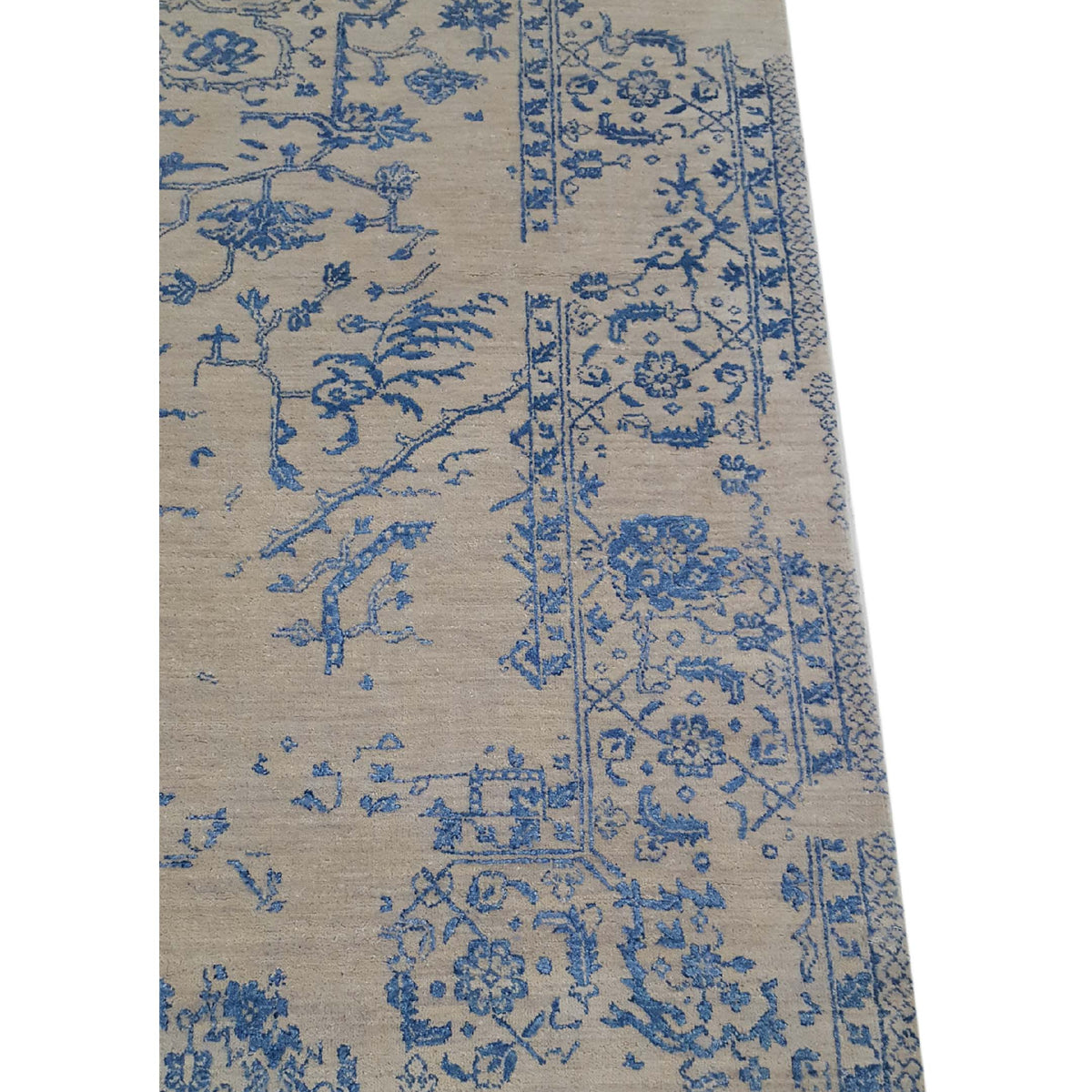 Pacific Erase 40302 Beige Blue Modern Hand Knotted Rug