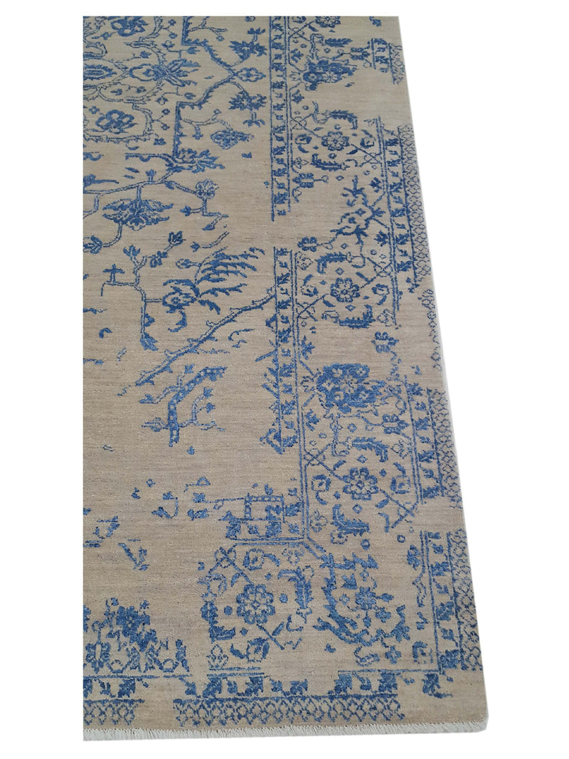 Pacific Erase 40302 Beige Blue Modern Hand Knotted Rug
