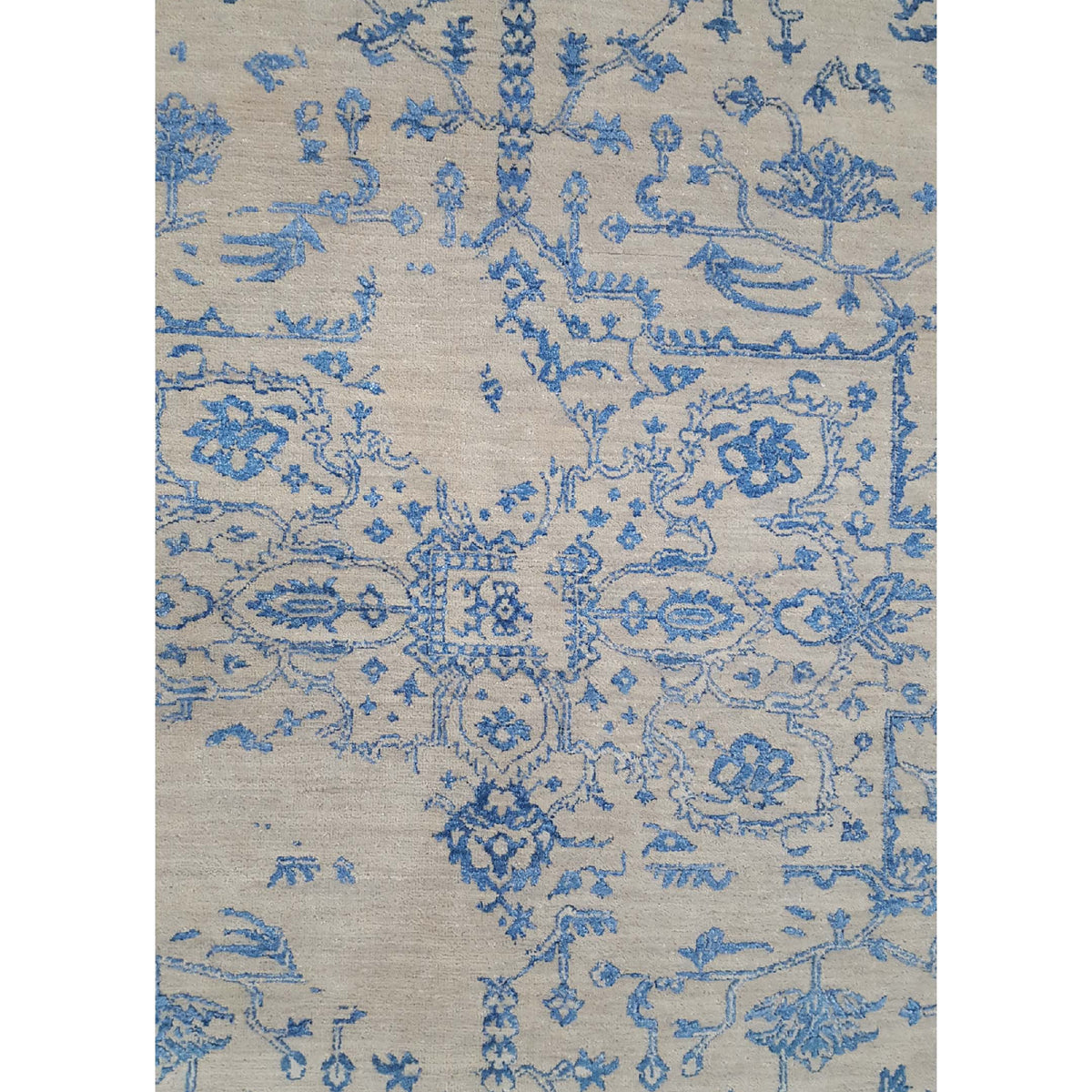 Pacific Erase 40302 Beige Blue Modern Hand Knotted Rug