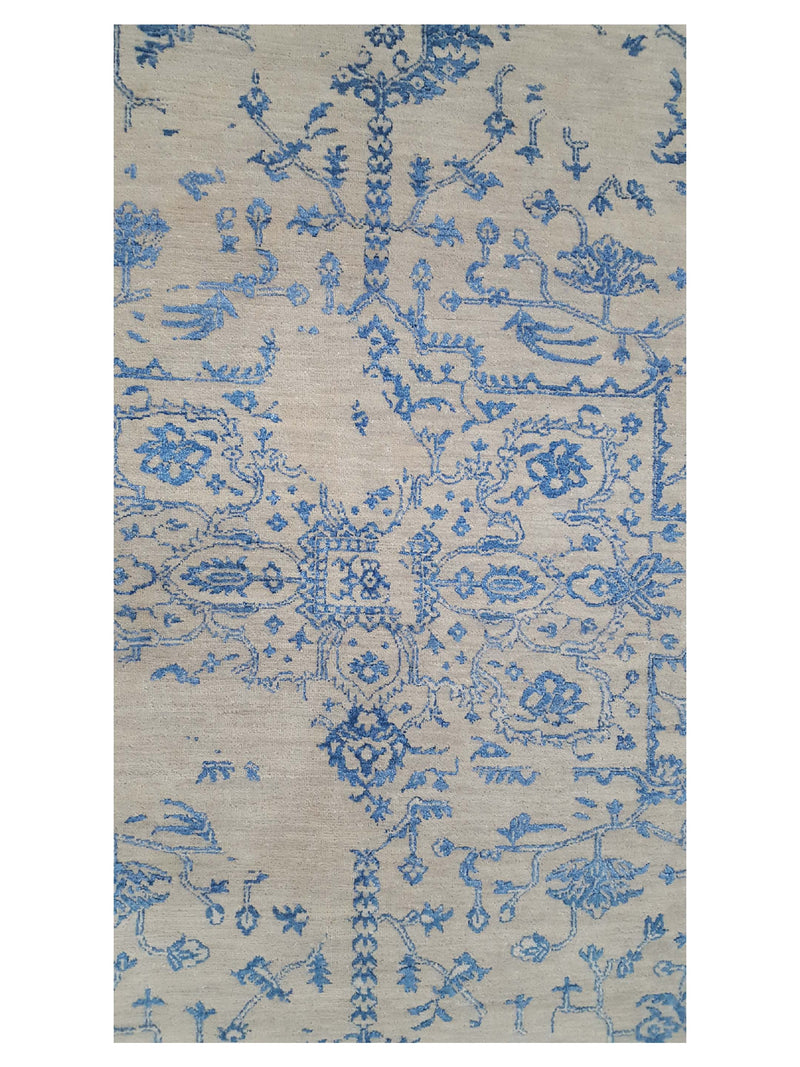 Pacific Erase 40302 Beige Blue Modern Hand Knotted Rug
