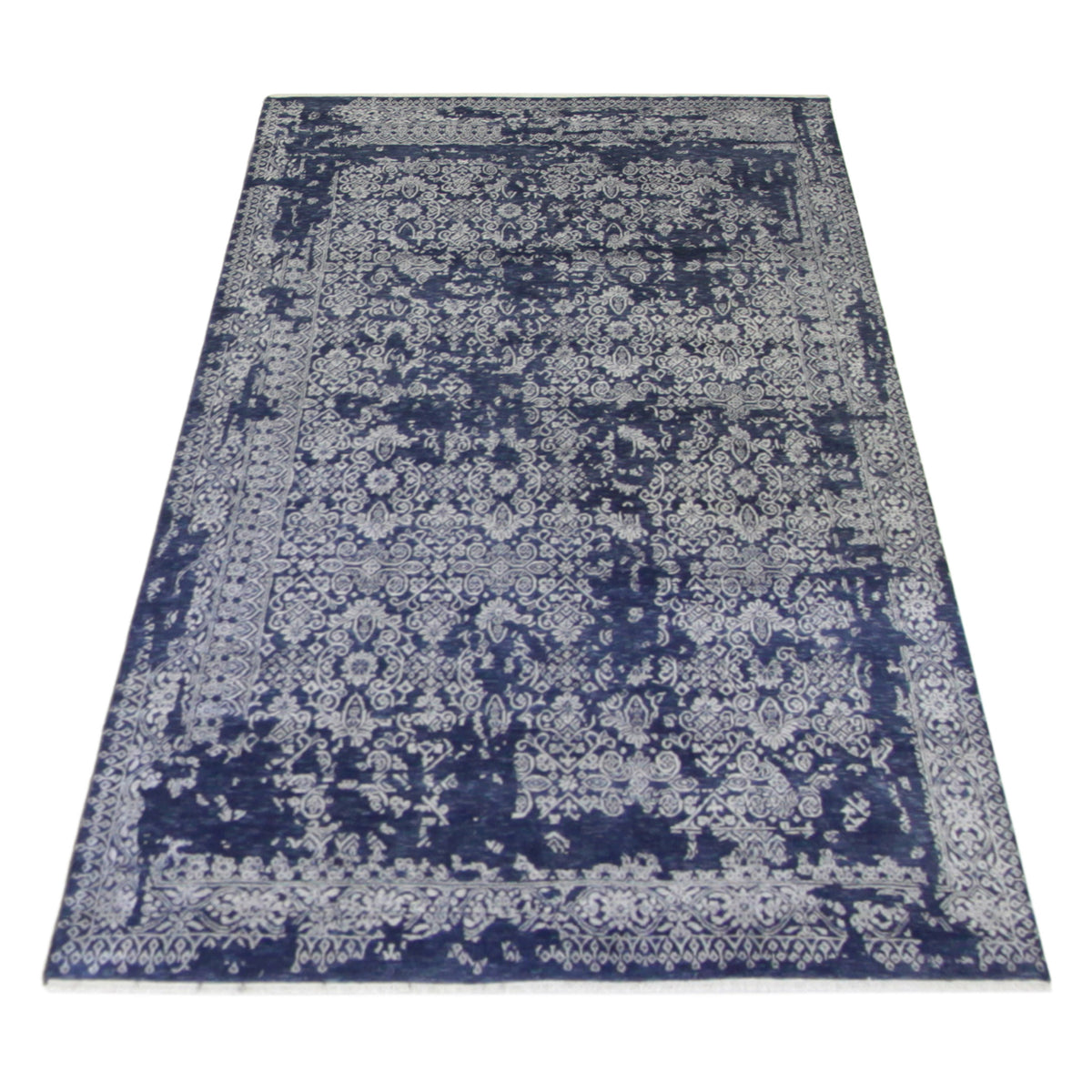 Pacific Erase 40303 Jade Blue Silver Modern Hand Knotted Rug