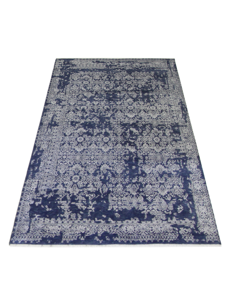 Pacific Erase 40303 Jade Blue Silver Modern Hand Knotted Rug