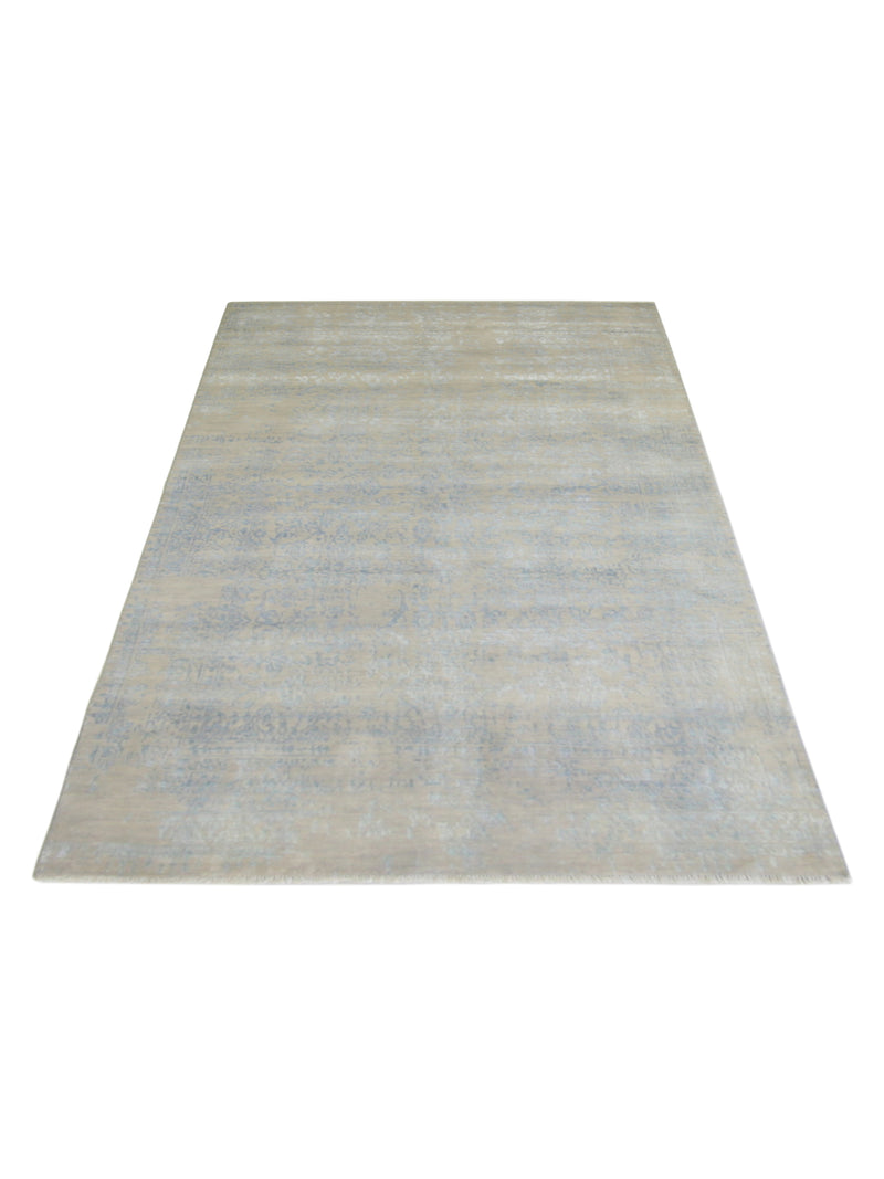 Pacific Erase 40318 Beige Blue Modern Hand Knotted Rug