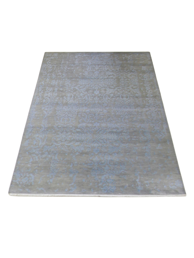 Pacific Erase 40321 Grey Blue Modern Hand Knotted Rug
