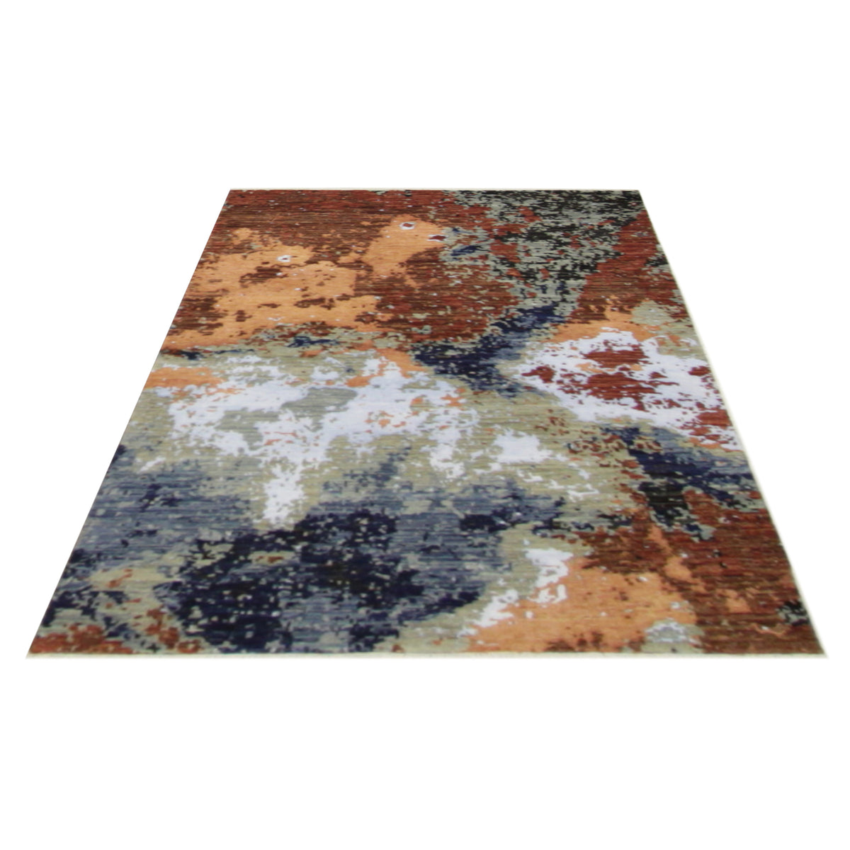Pacific Galaxy 40343 Rust Blue Modern Hand Knotted Rug