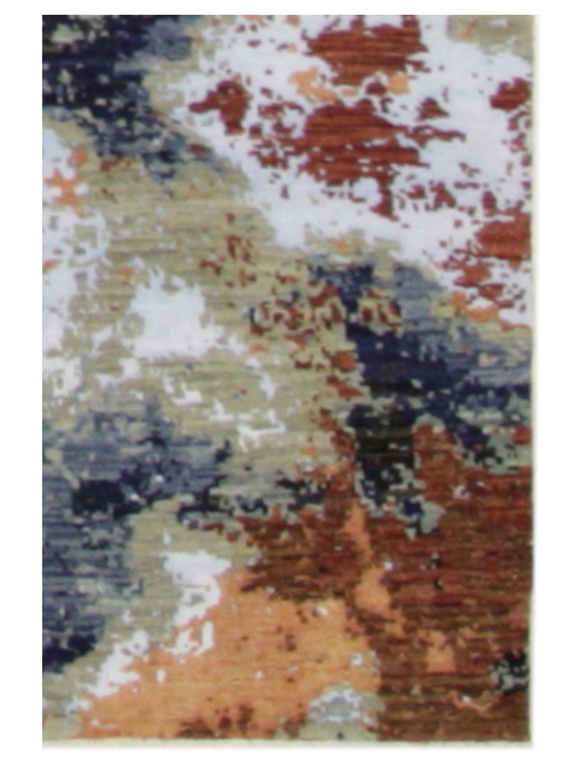 Pacific Galaxy 40343 Rust Blue Modern Hand Knotted Rug
