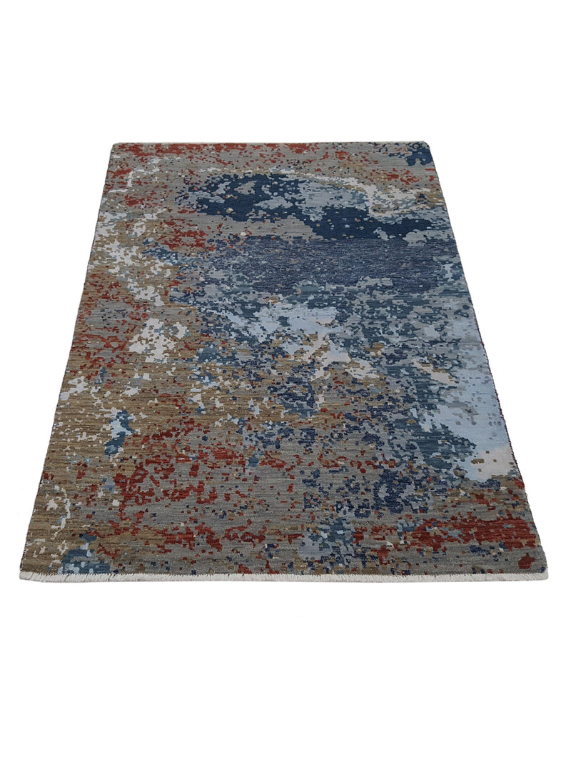 Pacific Galaxy 40345 Grey Blue Modern Hand Knotted Rug