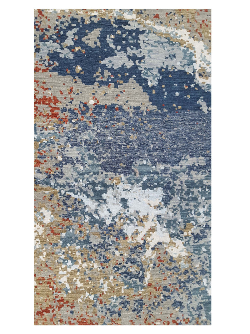 Pacific Galaxy 40345 Grey Blue Modern Hand Knotted Rug