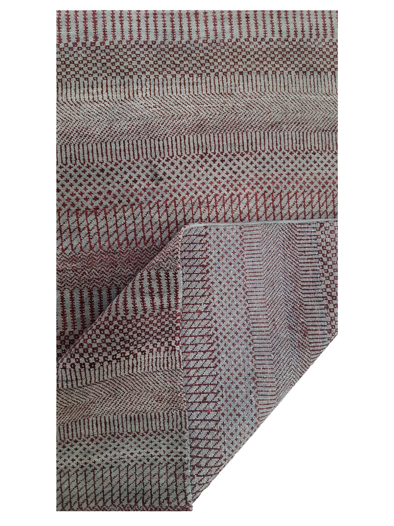 Pacific Sari Silk 40376 Grey Burgundy Transitional Hand Knotted Rug
