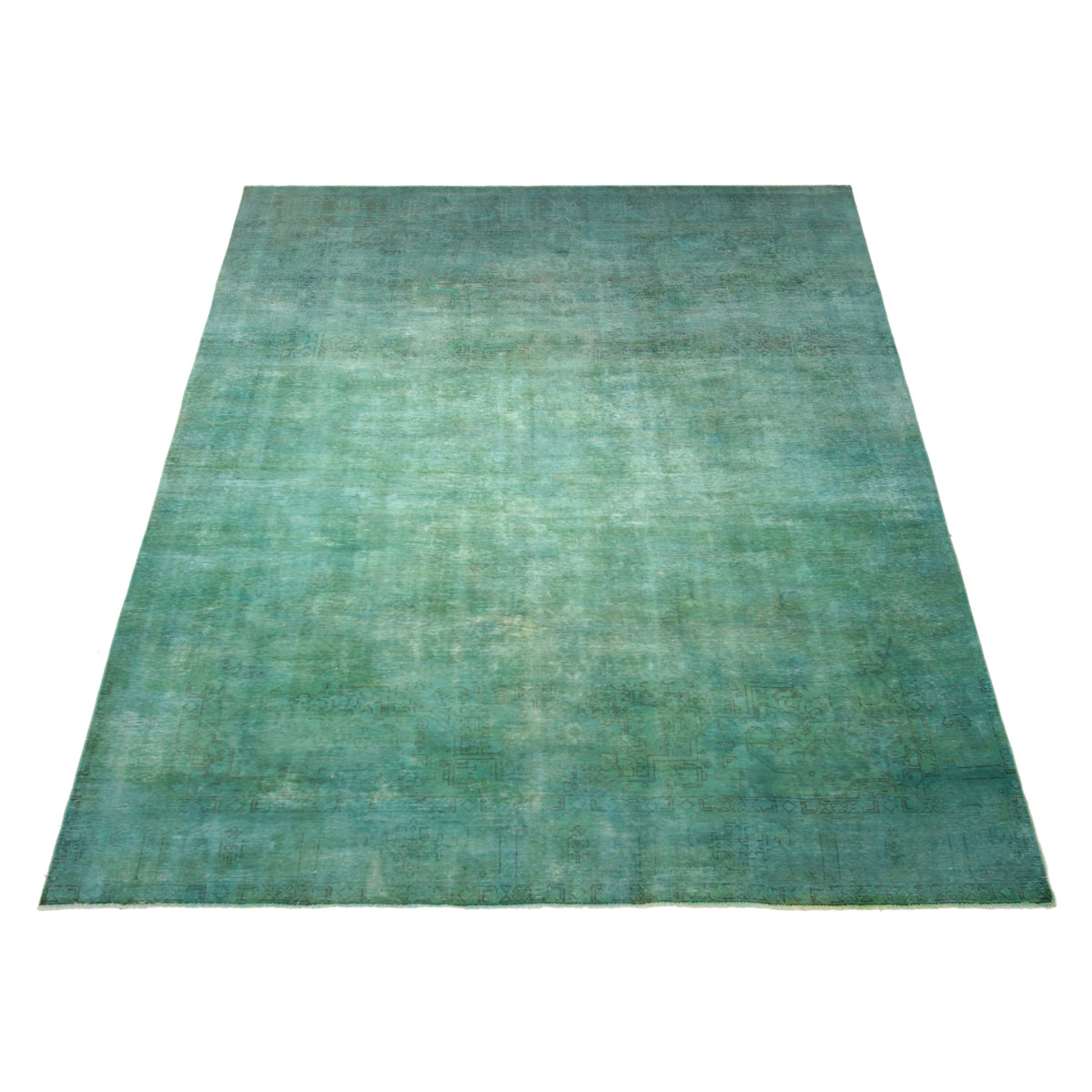 Pacific Overdyed 40413 Aqua Aqua Transitional Hand Knotted Rug
