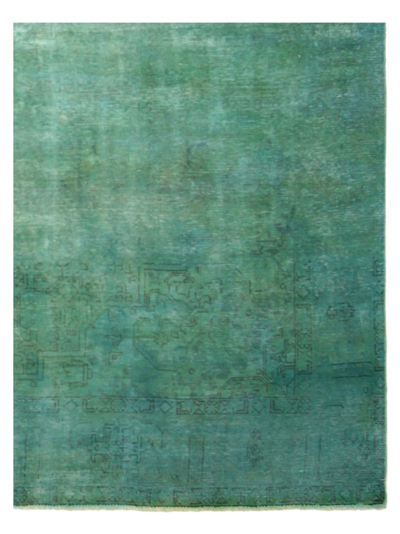 Pacific Overdyed 40413 Aqua Aqua Transitional Hand Knotted Rug