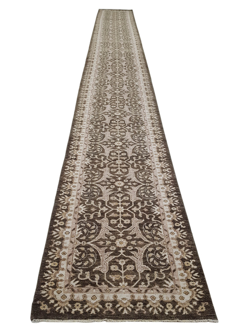 Pacific Ziegler 40423 Brown Ivory Transitional Hand Knotted Rug