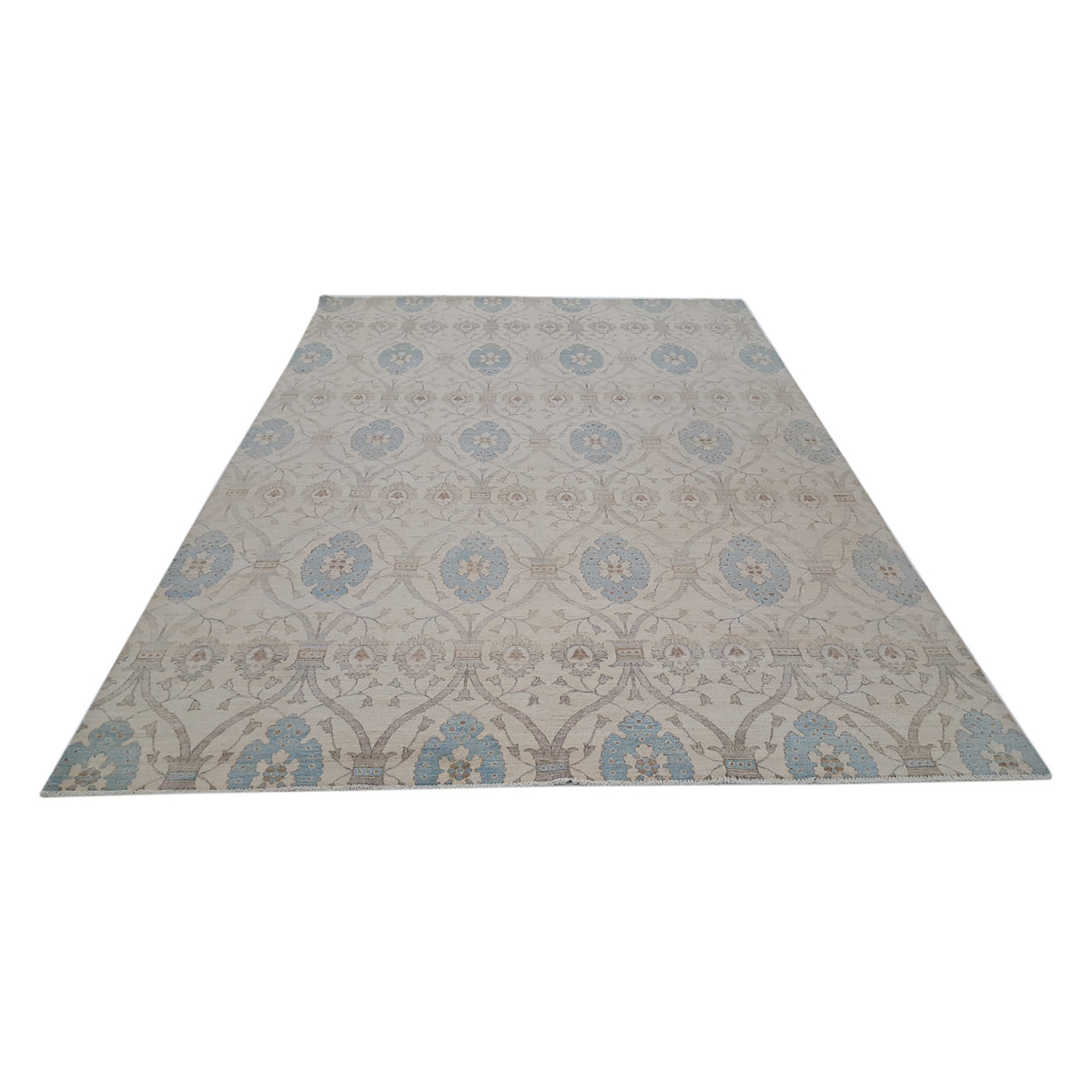 Pacific Ziegler 40443 Ivory Baby Blue Transitional Hand Knotted Rug