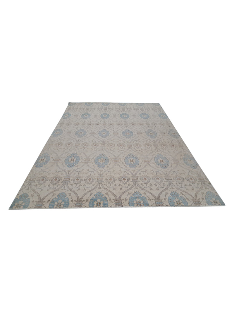 Pacific Ziegler 40443 Ivory Baby Blue Transitional Hand Knotted Rug