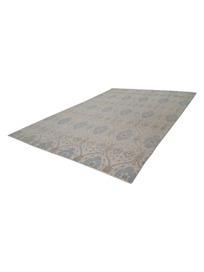 Pacific Ziegler 40443 Ivory Baby Blue Transitional Hand Knotted Rug