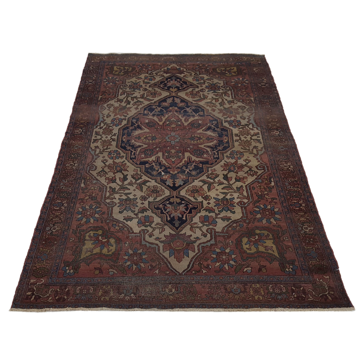 Fasa Antique Sarouk Farahan 40448 Cream Brown Traditional Antique Rug