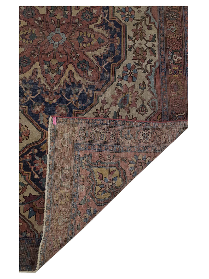 Fasa Antique Sarouk Farahan 40448 Cream Brown Traditional Antique Rug