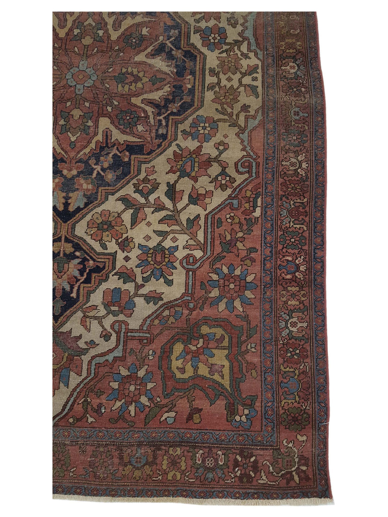 Fasa Antique Sarouk Farahan 40448 Cream Brown Traditional Antique Rug