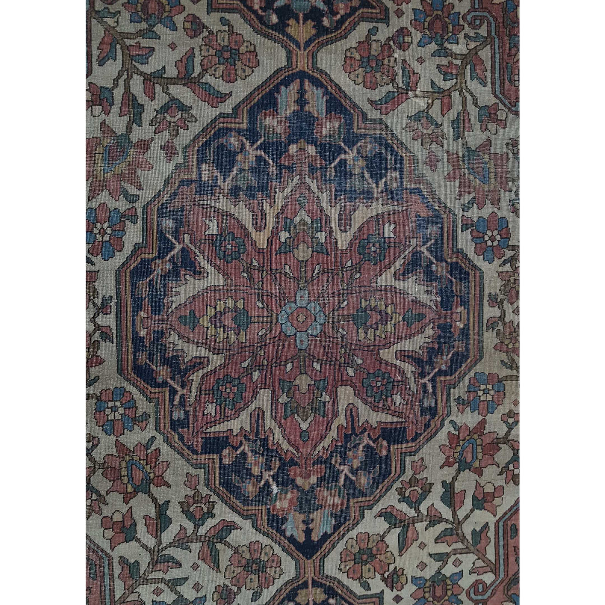 Fasa Antique Sarouk Farahan 40448 Cream Brown Traditional Antique Rug