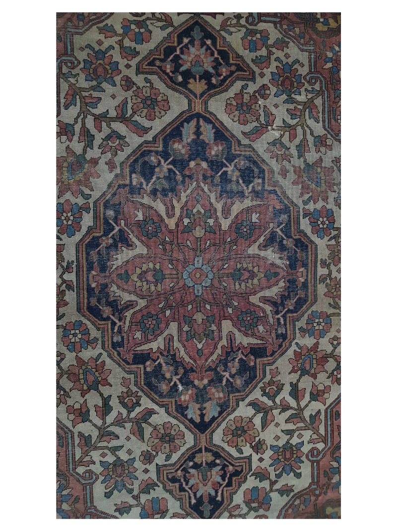 Fasa Antique Sarouk Farahan 40448 Cream Brown Traditional Antique Rug