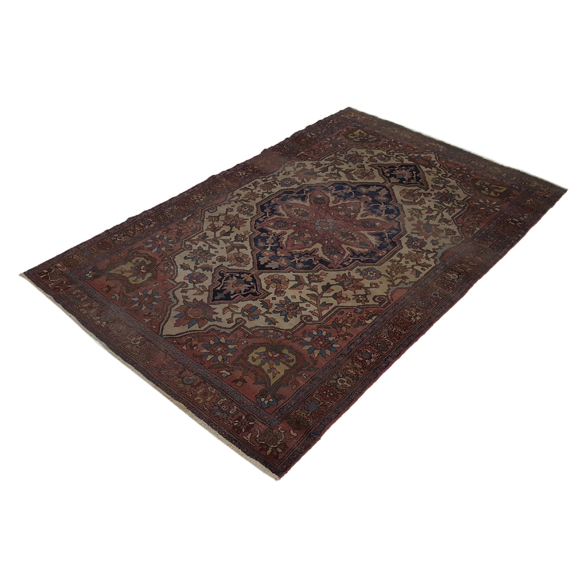 Fasa Antique Sarouk Farahan 40448 Cream Brown Traditional Antique Rug
