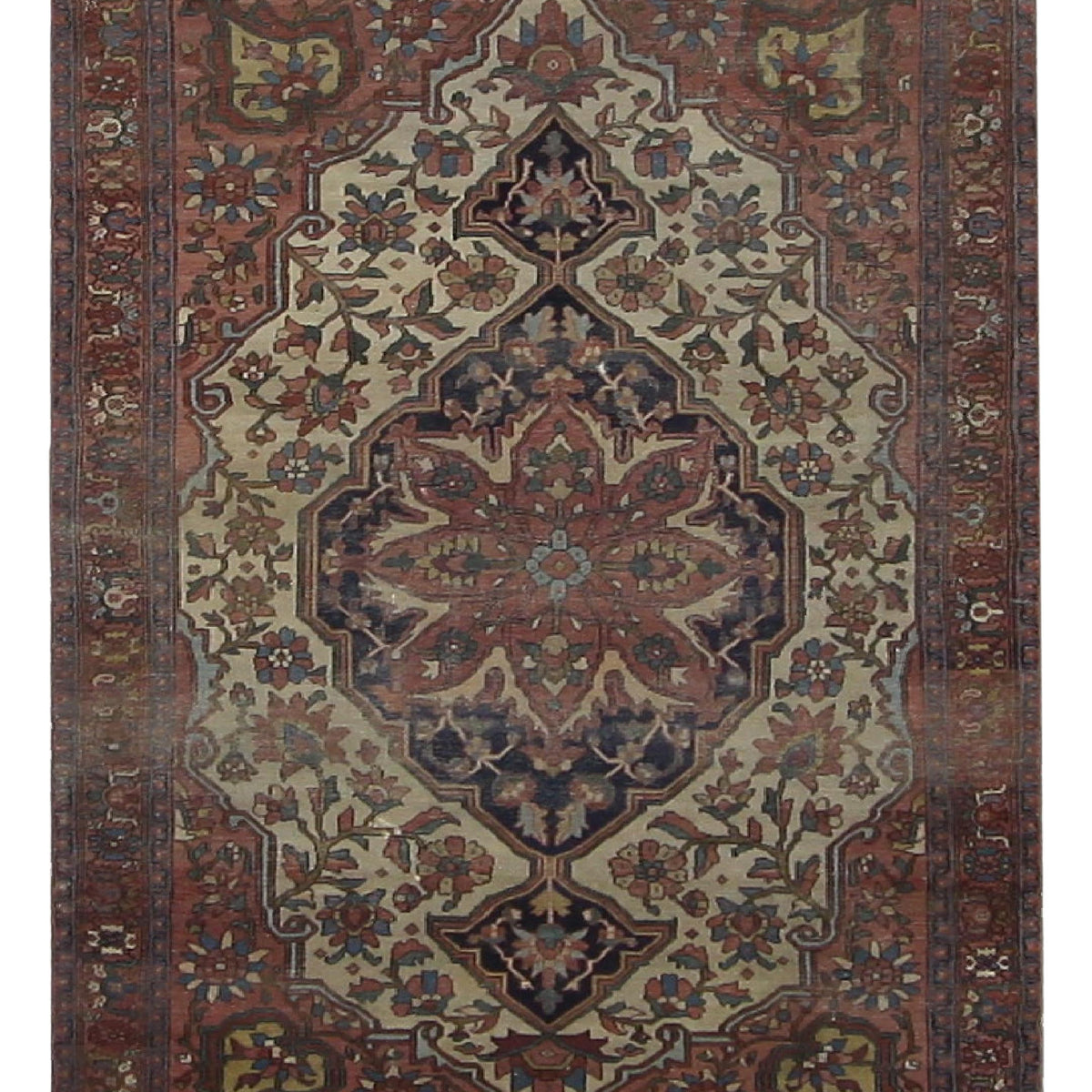 Fasa Antique Sarouk Farahan  Cream Brown Traditional