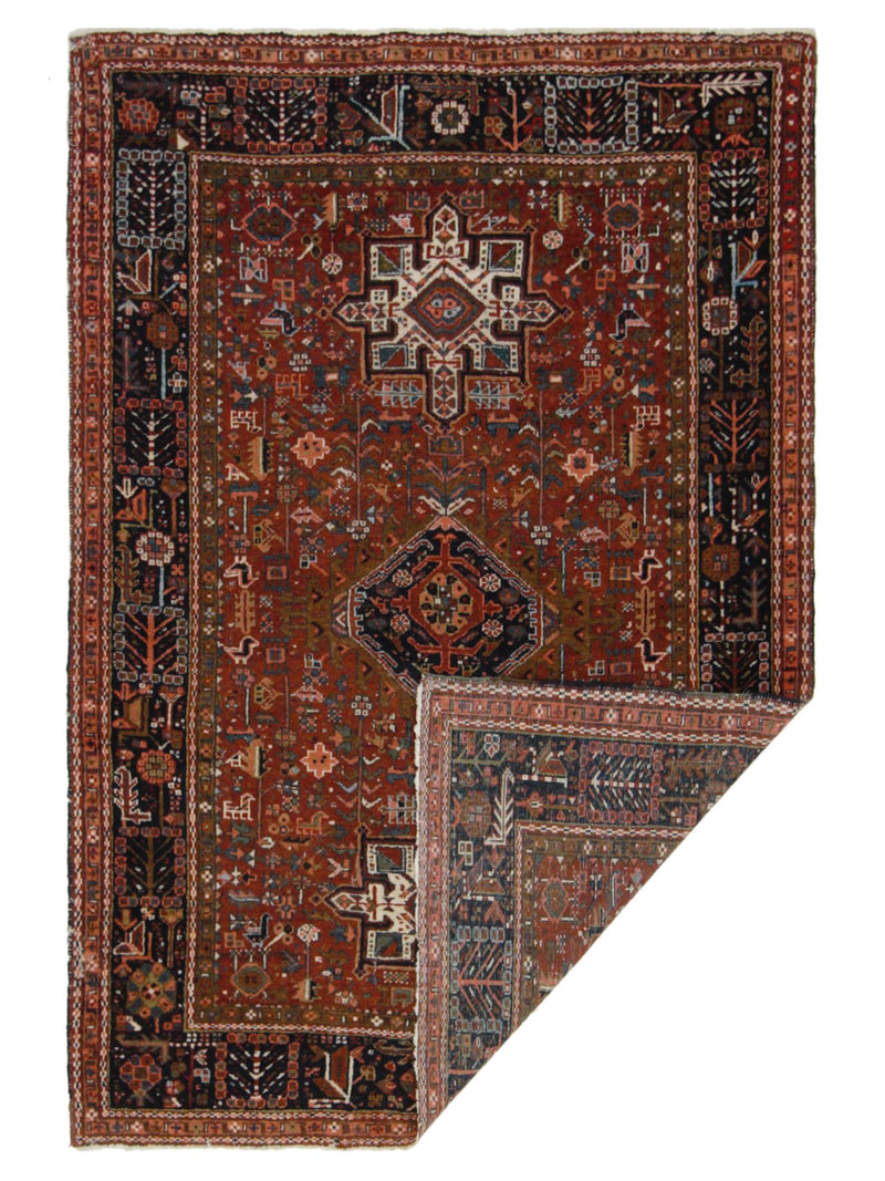 Pacific Karajah 40449 Burgundy Black Traditional Hand Knotted Rug