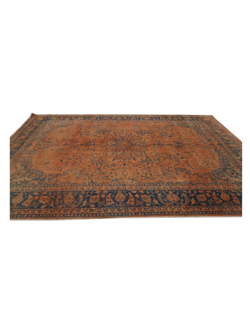 Pacific Overdyed 40470 Orange Black Transitional Hand Knotted Rug