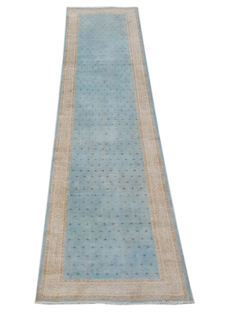 Pacific Vintage 40485 Teal Ivory Vintage Hand Knotted Rug