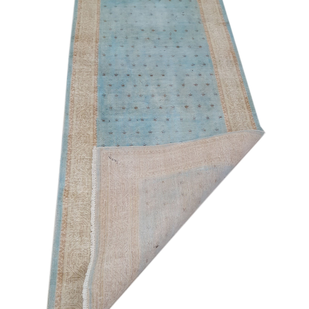 Pacific Vintage 40485 Teal Ivory Vintage Hand Knotted Rug