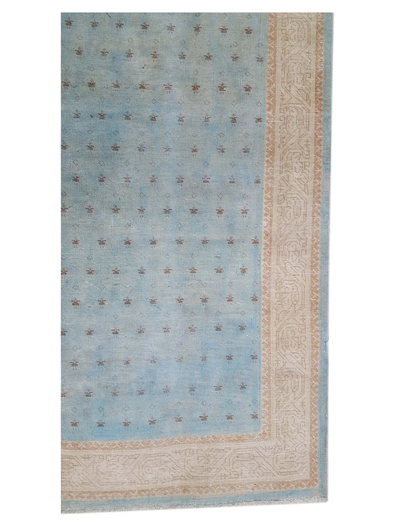 Pacific Vintage 40485 Teal Ivory Vintage Hand Knotted Rug
