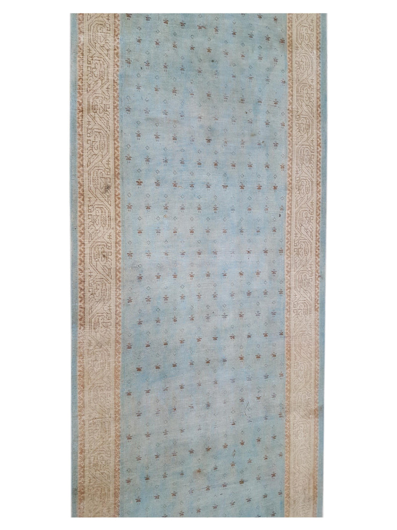 Pacific Vintage 40485 Teal Ivory Vintage Hand Knotted Rug