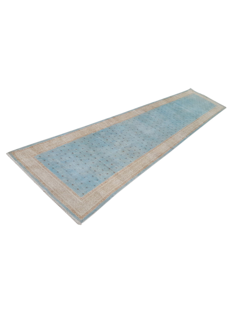 Pacific Vintage 40485 Teal Ivory Vintage Hand Knotted Rug
