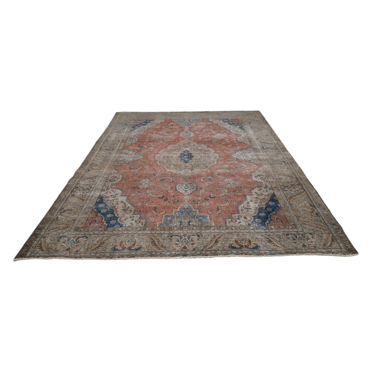 Pacific Vintage 40511 Peach Brown Vintage Hand Knotted Rug