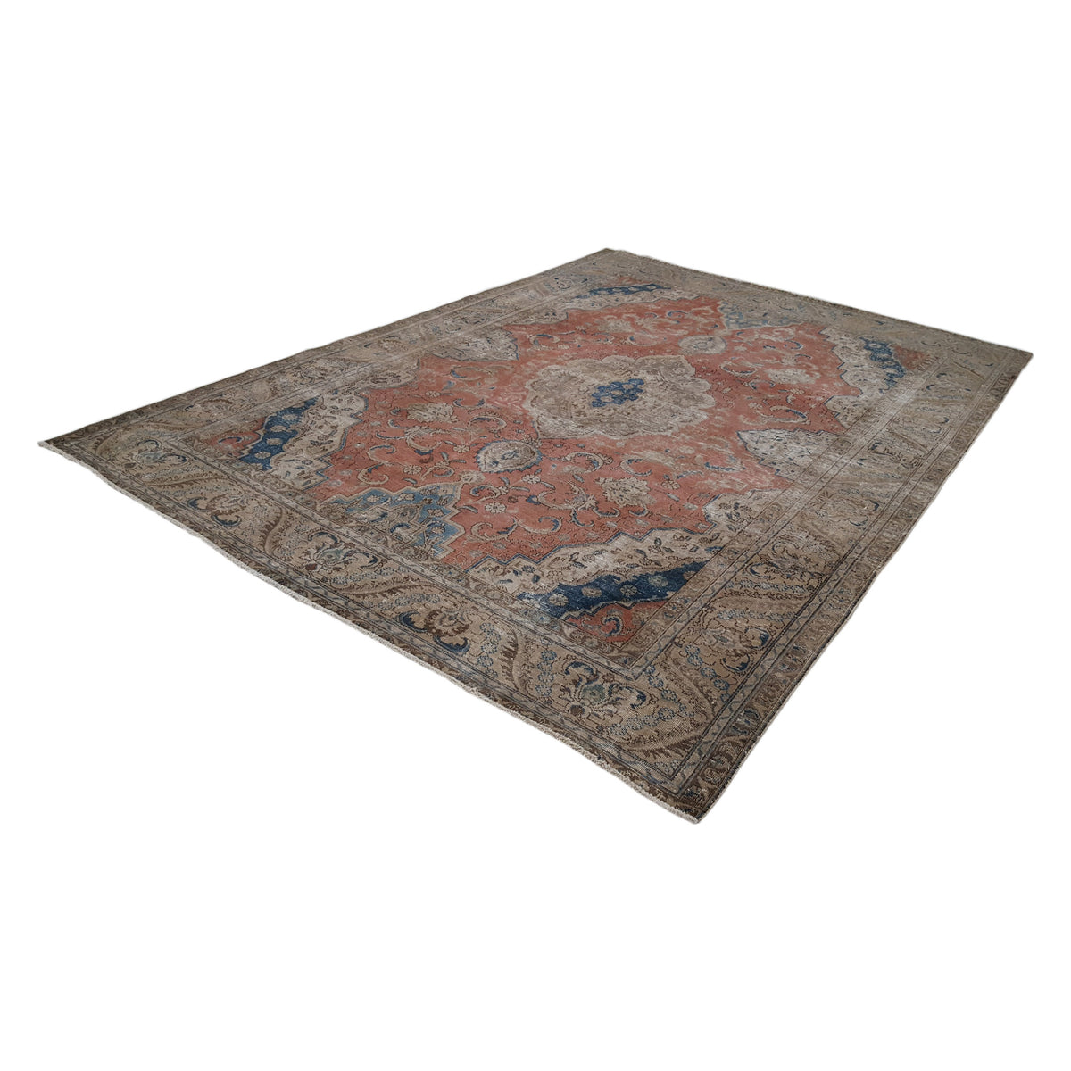 Pacific Vintage 40511 Peach Brown Vintage Hand Knotted Rug