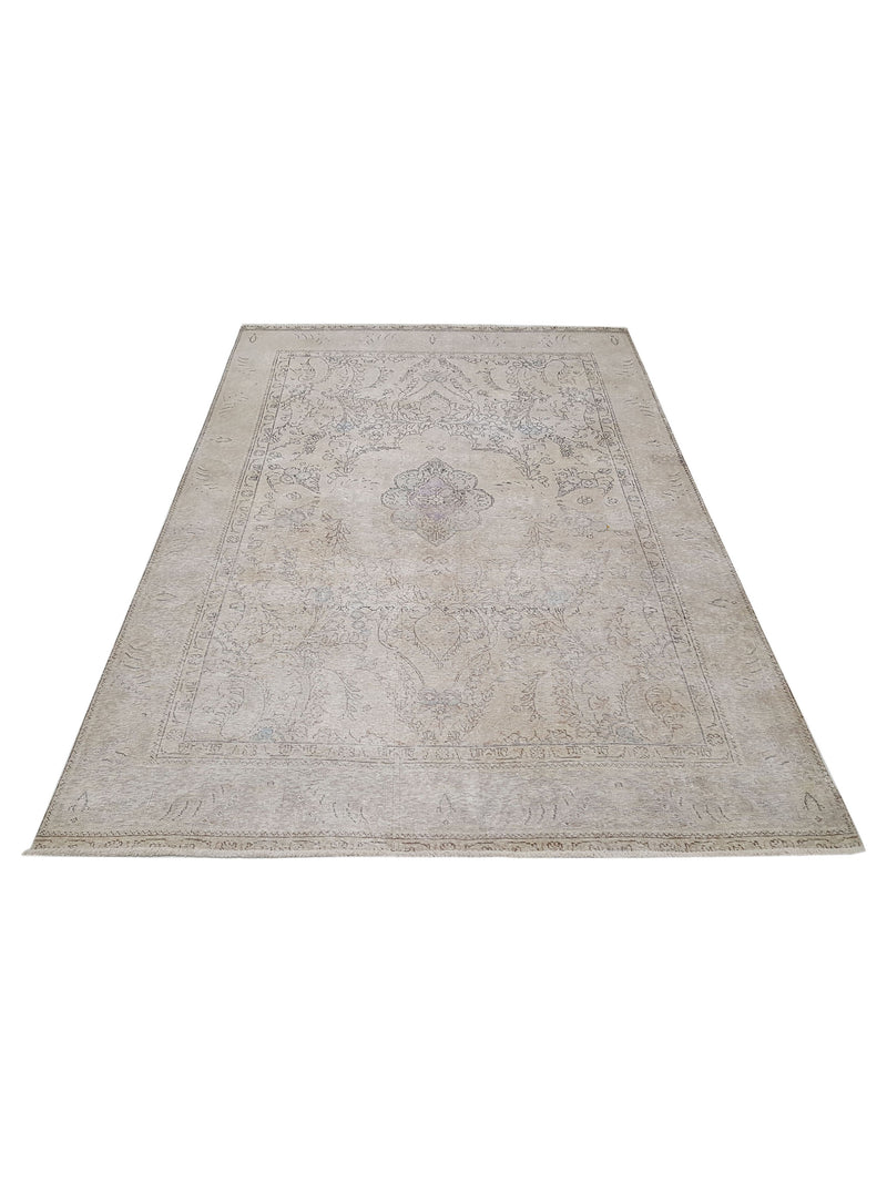 Pacific Vintage 40527 Beige Beige Vintage Hand Knotted Rug