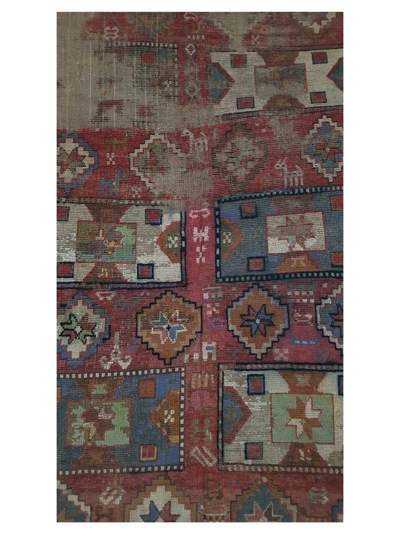 Fasa Antique Kazak 40572 Brick Grey Traditional Antique Rug