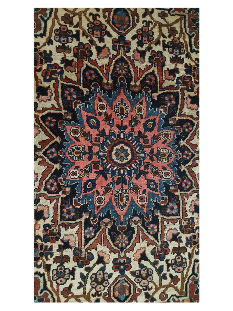Fasa Antique Bakhtiyari 40584 Ivory Rust Traditional Antique Rug