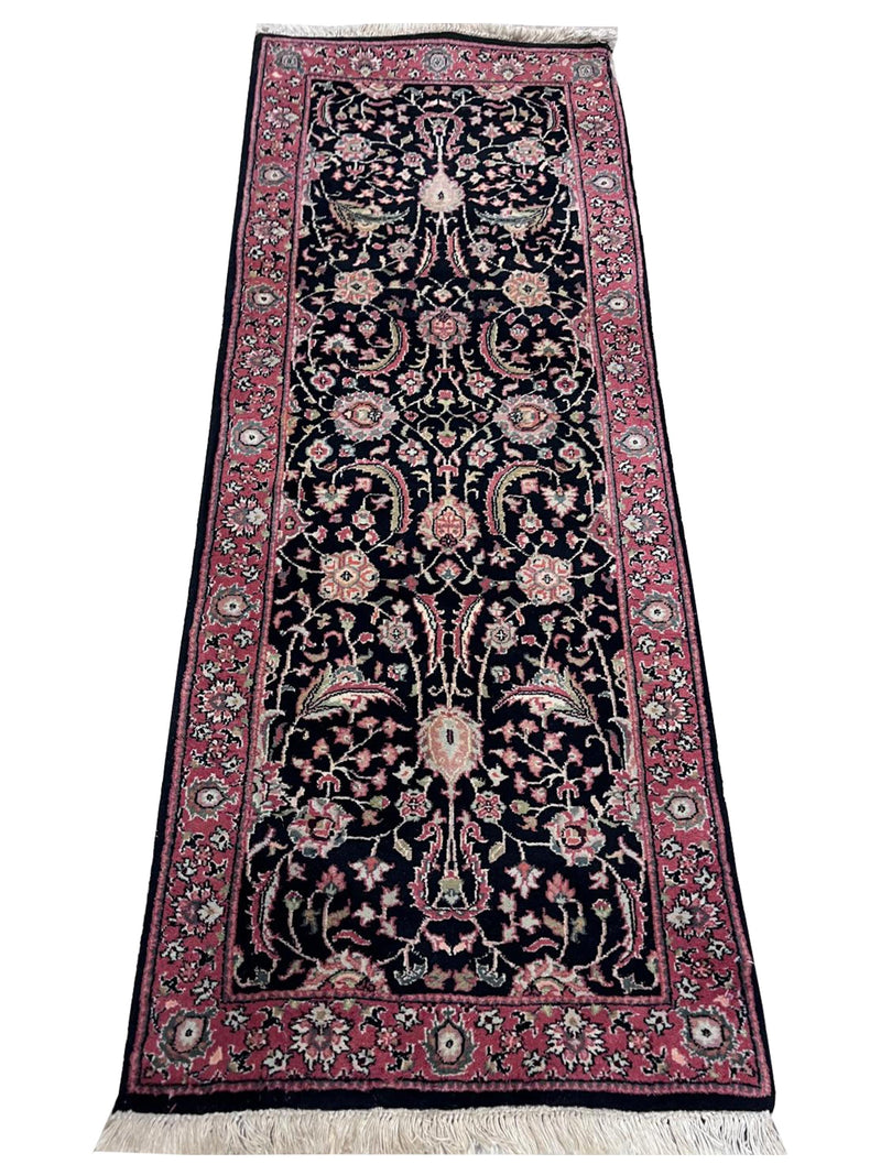 Pacific Jaipur 40589 Black Pink Traditional Hand Knotted Rug