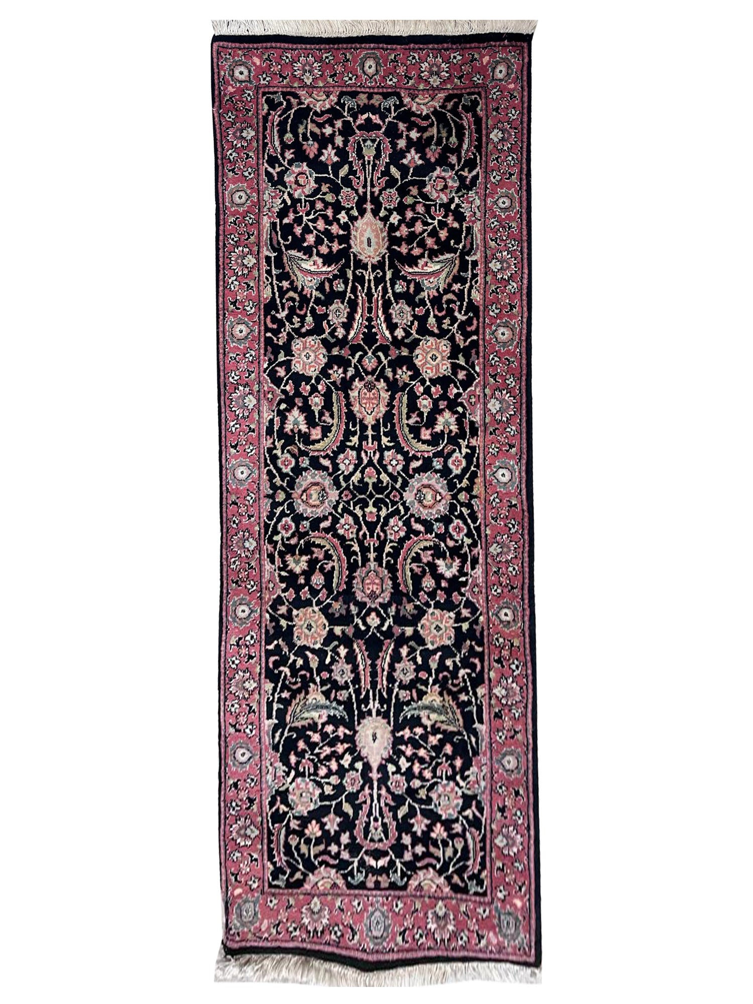Pacific Jaipur 40589 Black Pink Traditional Hand Knotted Rug